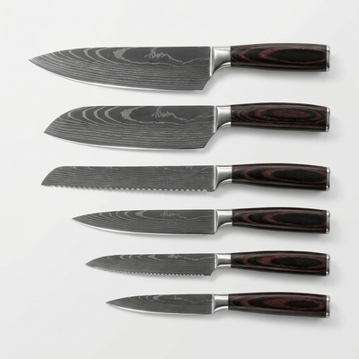 OMEGA Ripple Series – 7-Piece Damascus Knife Set