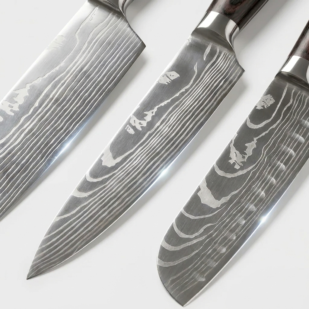 OMEGA Ripple Series – 3-Piece Damascus Knife Set