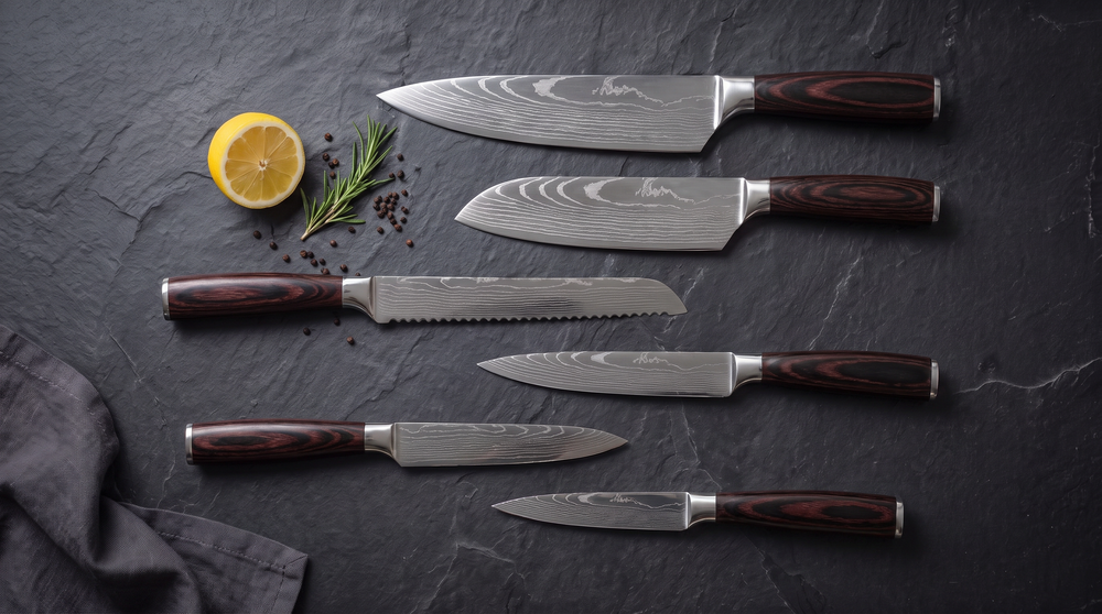 Damascus-pattern knives