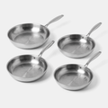 Titanium Every Size Pan Set - four hammered titanium frying pans 9, 10, 11 and 12 inch