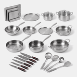 Titanium Ultimate Kitchen - complete OMEGA titanium cookware, pots, pizza steel, boards, utensils and Damascus knives