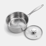 Titanium Saucepan open - hammered titanium base and glass lid