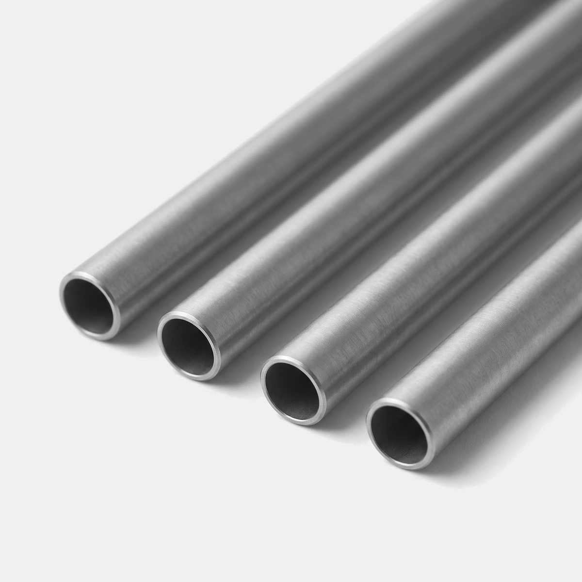 Smooth rounded rims of the titanium straws - detail